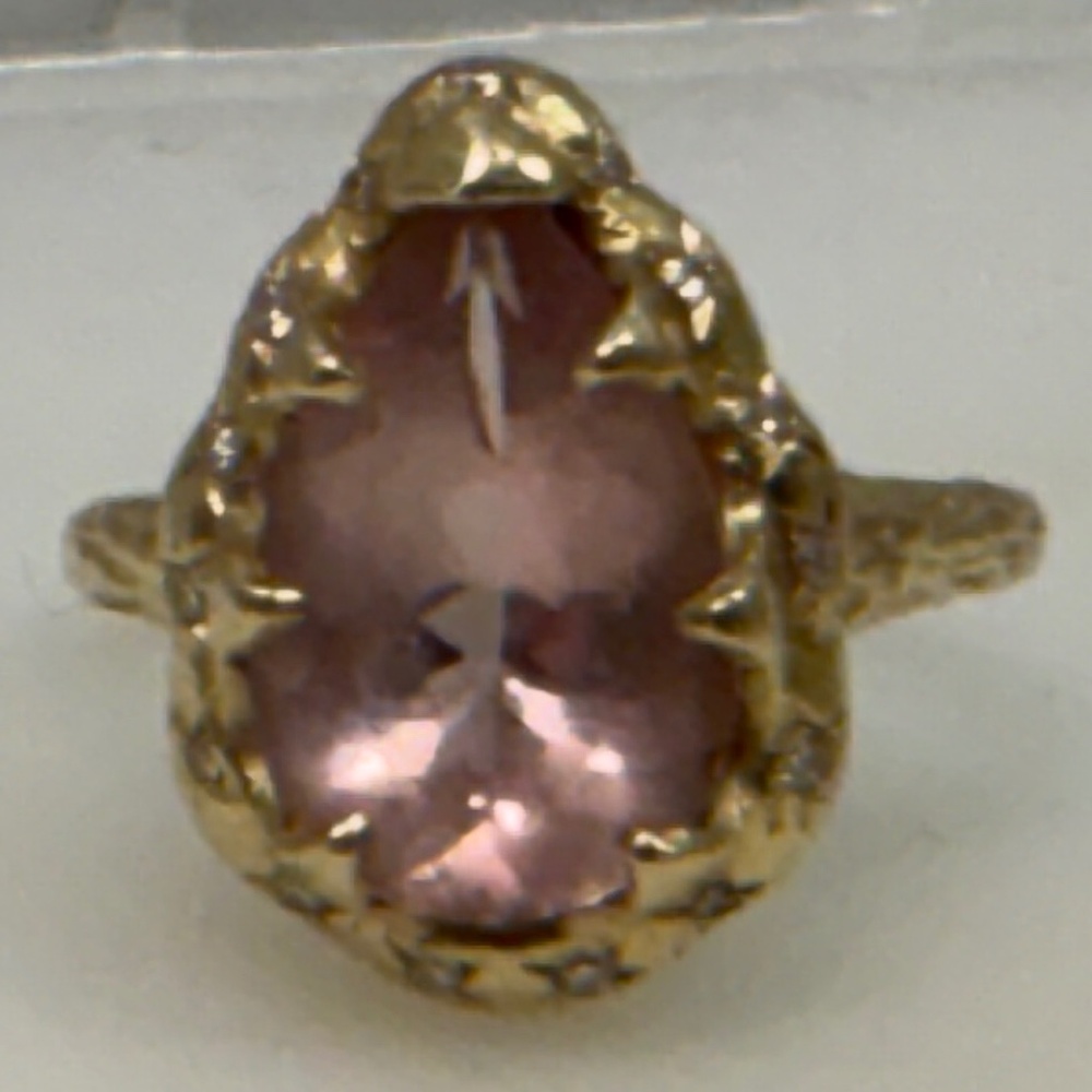 Logan Hollowell Queen Water Drop Morganite Ring with Diamonds